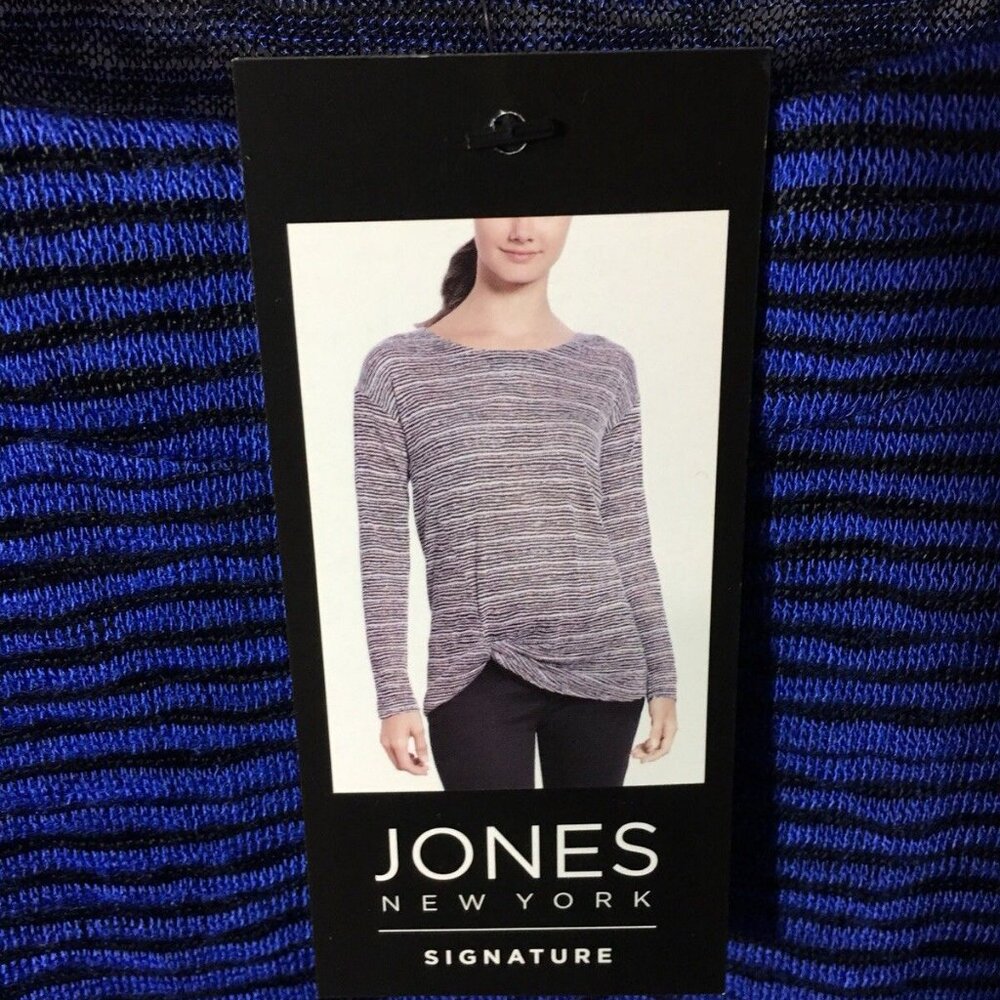 Jones New York Signature Slub Shirt Womens size M Long Sleeve Blue